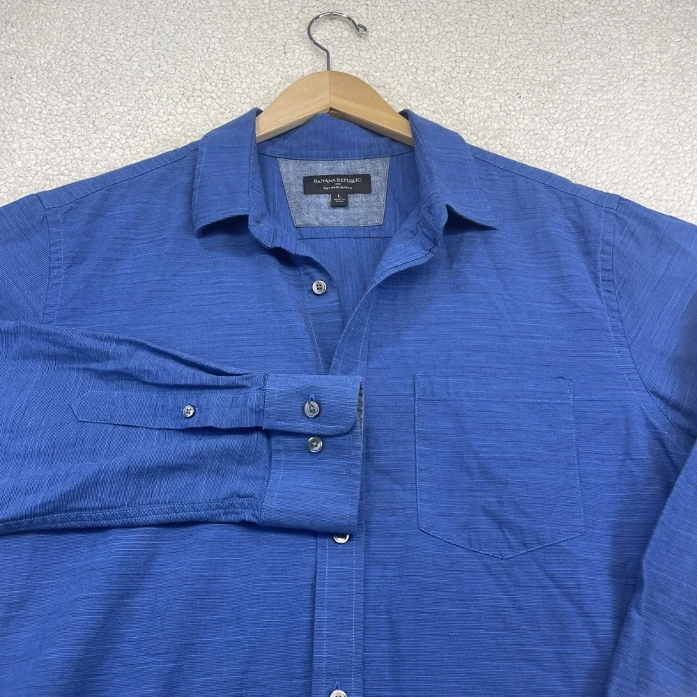 Banana Republic Shirt Mens L Blue Soft Wash Slim Fit Long Sleeve Button Down